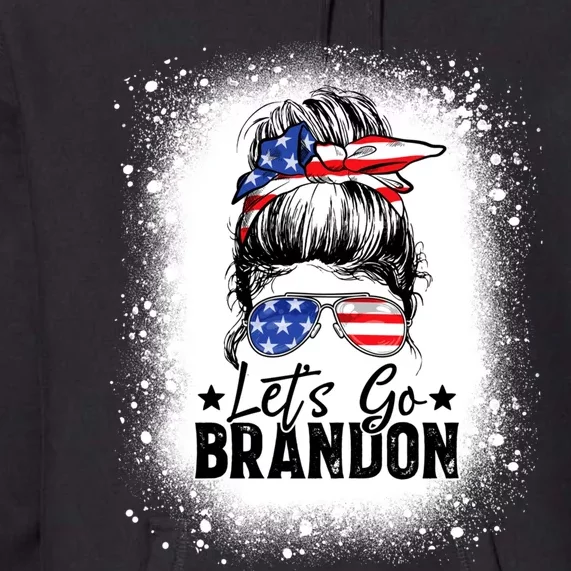 Messy Bun Bleached American Flag Lets Go Brandon Premium Hoodie