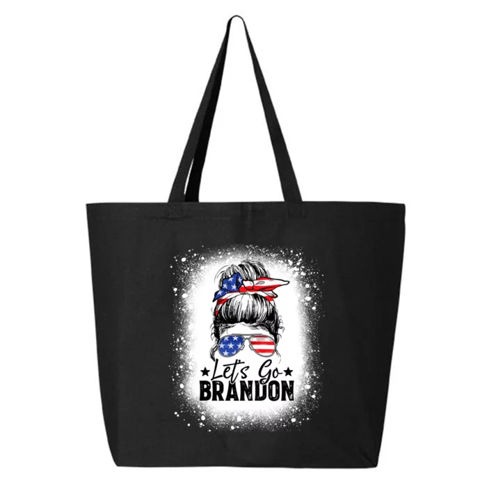 Messy Bun Bleached American Flag Lets Go Brandon 25L Jumbo Tote