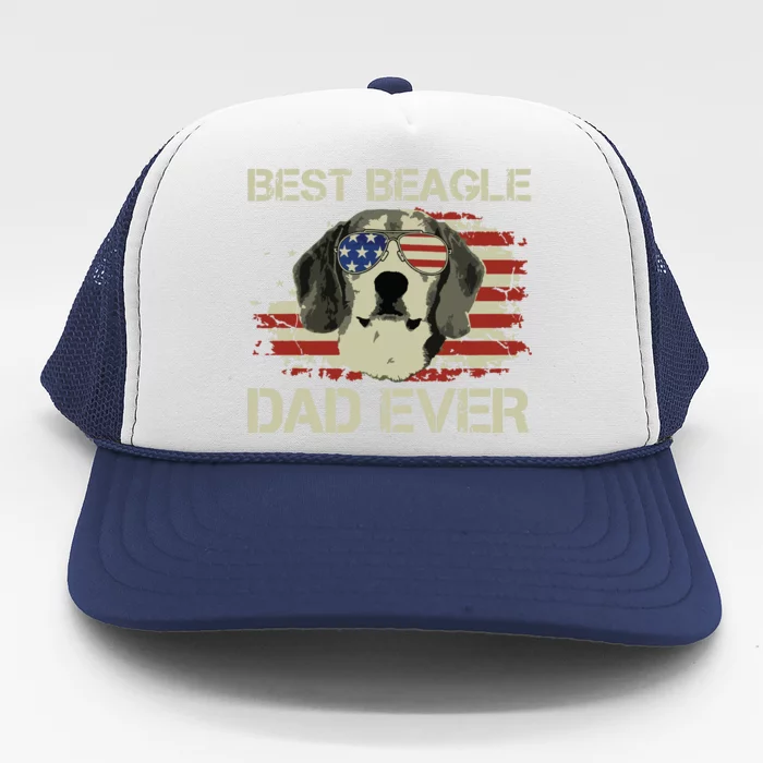 Men Best Beagle Dad Ever T Dog Lover American Flag Gift Trucker Hat