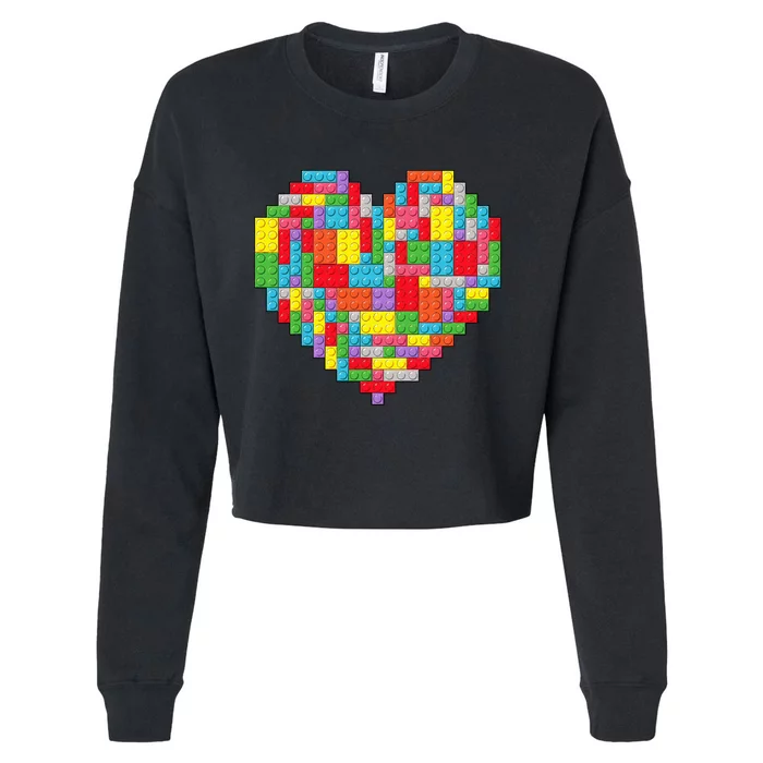 Master Builder Block Brick Building Heart Valentines Day Cropped Pullover Crew