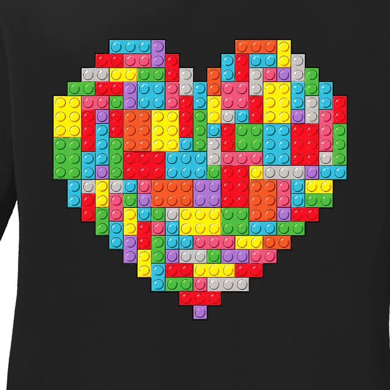 Master Builder Block Brick Building Heart Valentines Day Ladies Long Sleeve Shirt