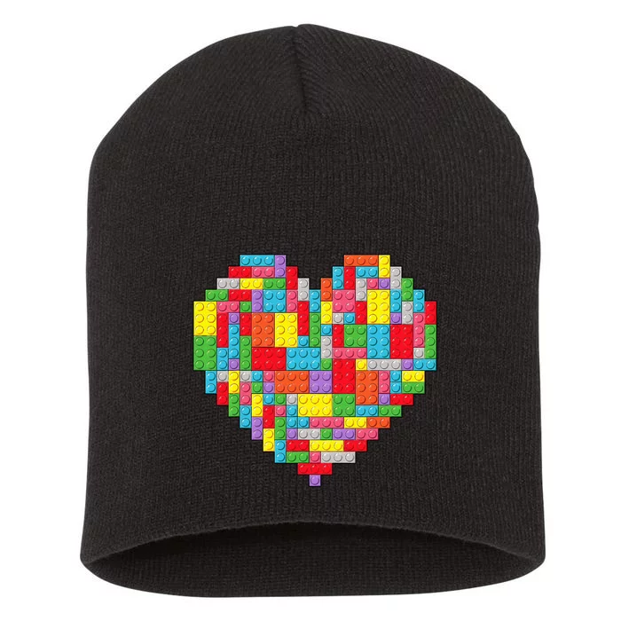 Master Builder Block Brick Building Heart Valentines Day Short Acrylic Beanie