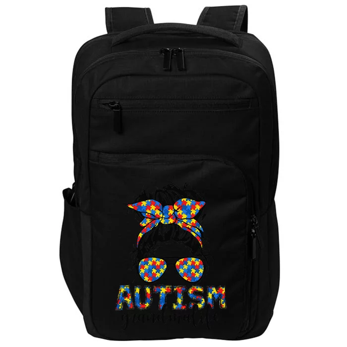 Messy Bun Bandana Grandma Support Women Autism Awareness Impact Tech Backpack