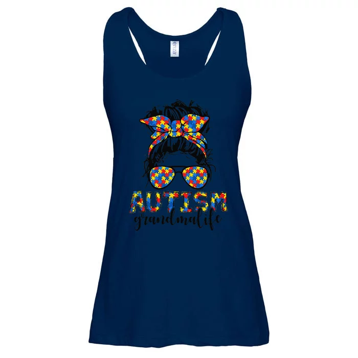 Messy Bun Bandana Grandma Support Women Autism Awareness Ladies Essential Flowy Tank