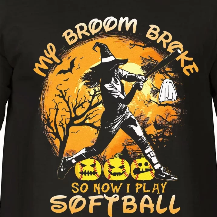 My Broom Broke So Now I Play Softball Baseball Halloween Comfort Colors T-Shirt