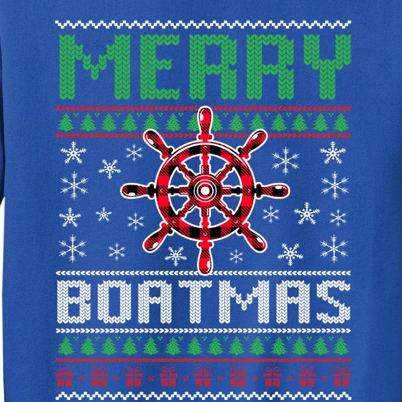 Merry Boatmas Boat Christmas Boater Boating Ugly Nautical Gift Tall Sweatshirt