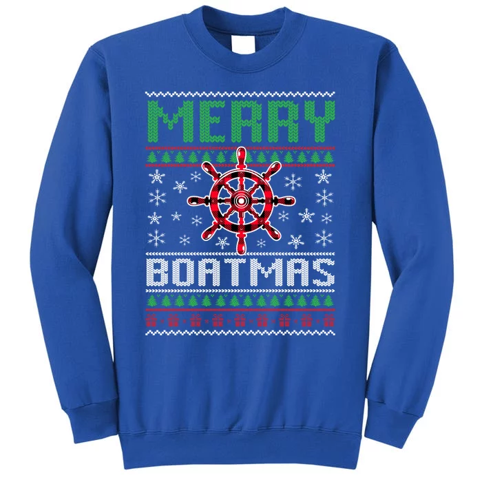 Merry Boatmas Boat Christmas Boater Boating Ugly Nautical Gift Tall Sweatshirt