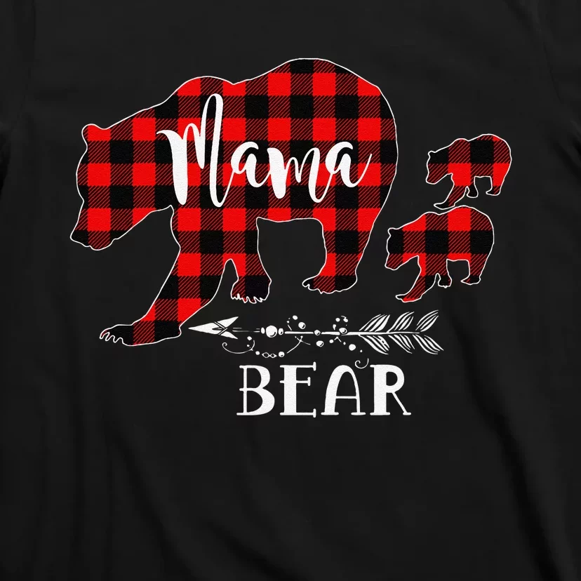 Mama Bear Buffalo Red Plaid Christmas Pajama Family Outfits T-Shirt