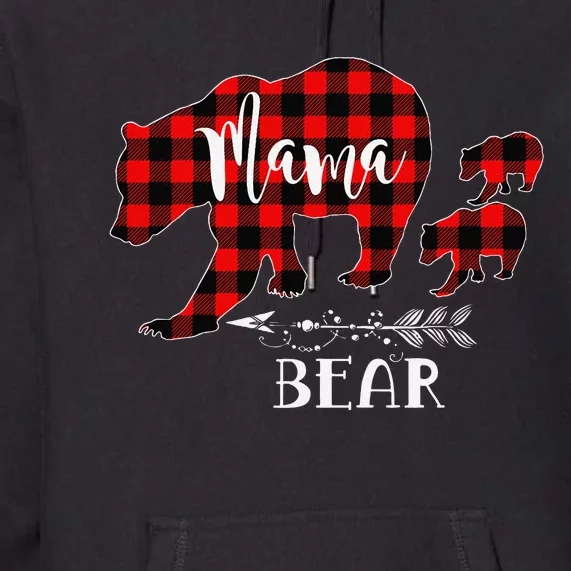 Mama Bear Buffalo Red Plaid Christmas Pajama Family Outfits Premium Hoodie