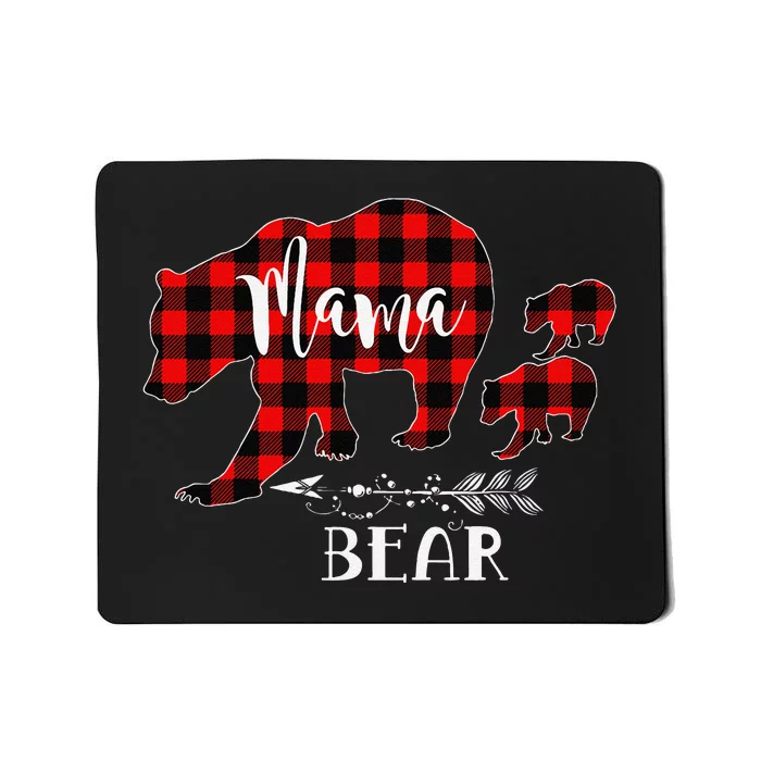 Mama Bear Buffalo Red Plaid Christmas Pajama Family Outfits Mousepad