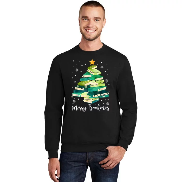 Merry Bookmas Books Pine Tree Funny Reading Lover Christmas Sweatshirt