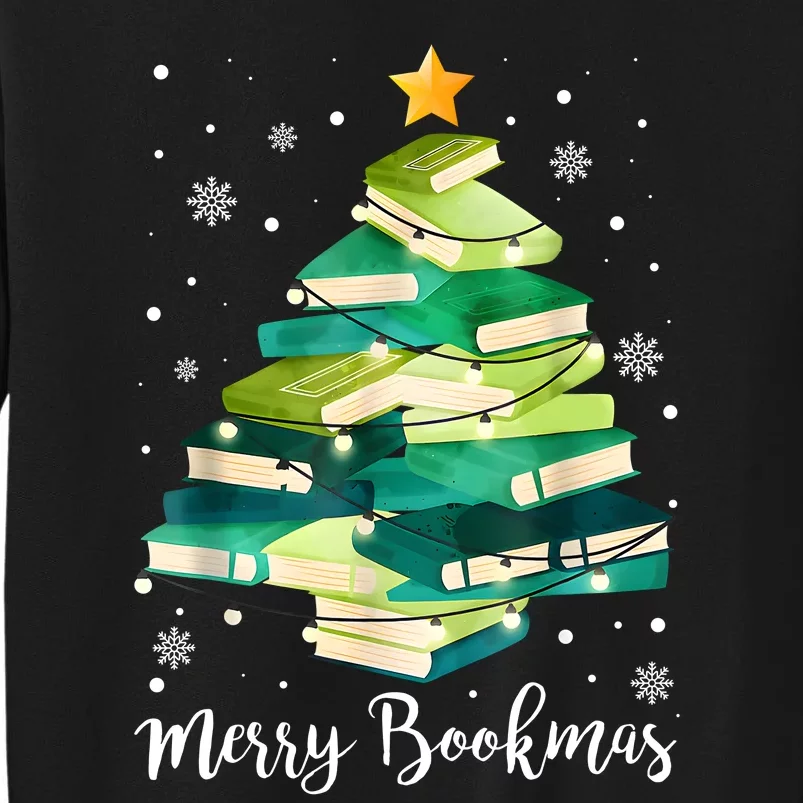 Merry Bookmas Books Pine Tree Funny Reading Lover Christmas Sweatshirt