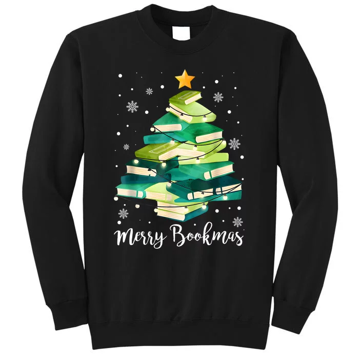 Merry Bookmas Books Pine Tree Funny Reading Lover Christmas Sweatshirt