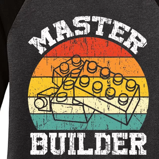 Master Builder Building Blocks Brick Toy Master Builder Women's Tri-Blend 3/4-Sleeve Raglan Shirt