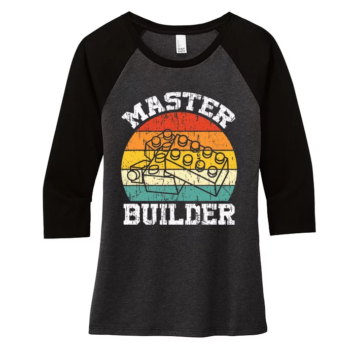 Master Builder Building Blocks Brick Toy Master Builder Women's Tri-Blend 3/4-Sleeve Raglan Shirt