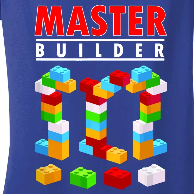 Master Builder Blocks Brick Funny Toys Women's V-Neck T-Shirt