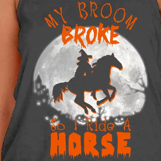 My Broom Broke So Now I Ride A Horse Women's Knotted Racerback Tank