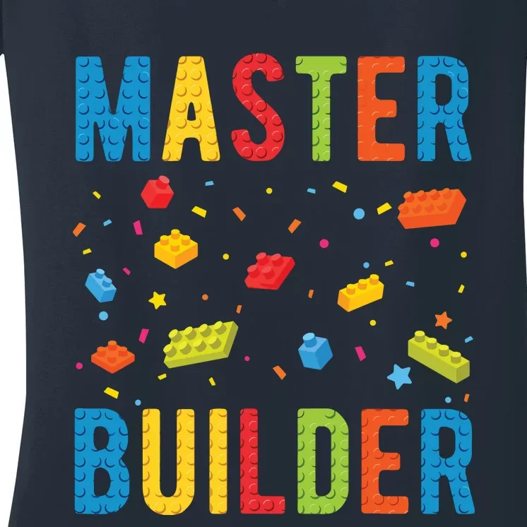 Master Builder Building Blocks Brick Builder Women's V-Neck T-Shirt