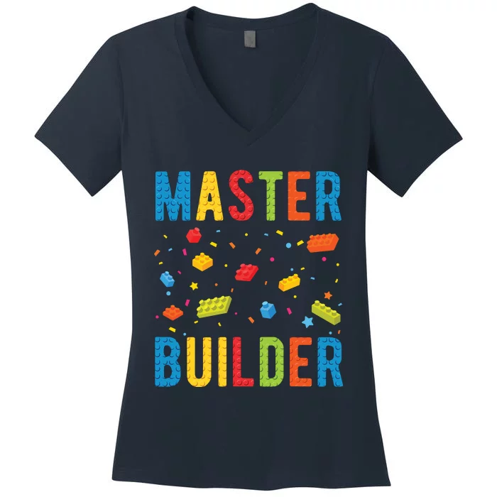 Master Builder Building Blocks Brick Builder Women's V-Neck T-Shirt