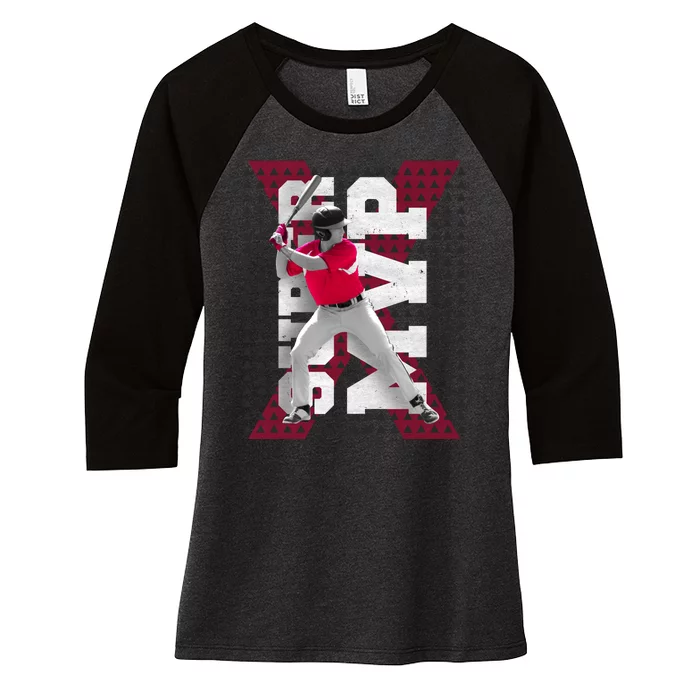 MVP Baseball Batter Women's Tri-Blend 3/4-Sleeve Raglan Shirt