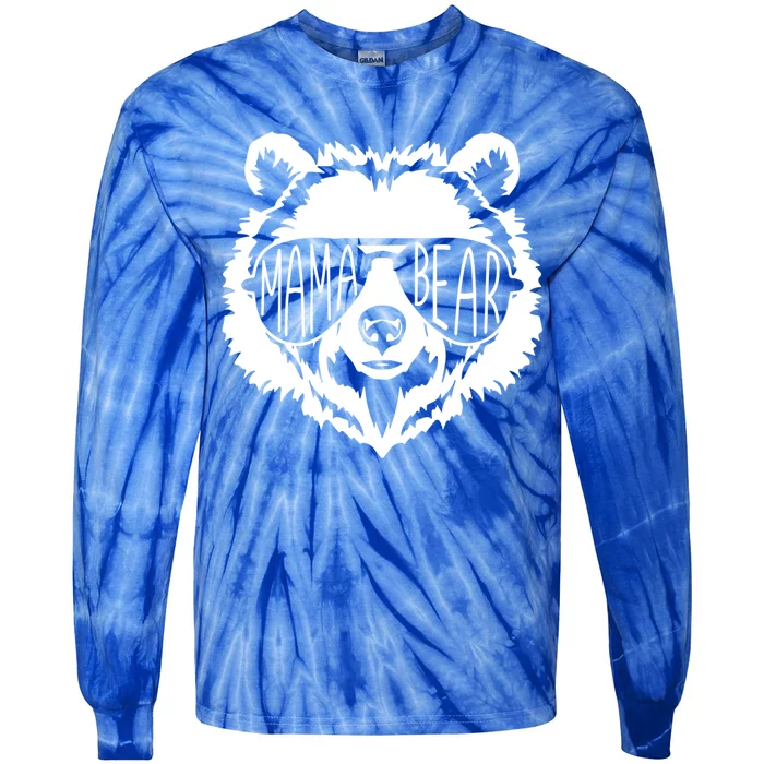 Mama Bear Bear Face With Sunglasses Gift Tie-Dye Long Sleeve Shirt