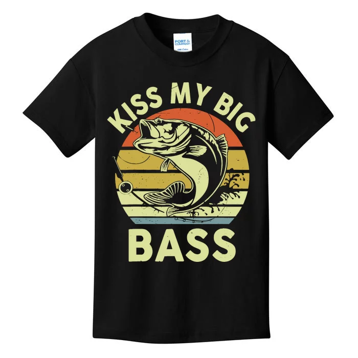 My Big Bass Fish Dad Funny Adult Humor Kids T-Shirt