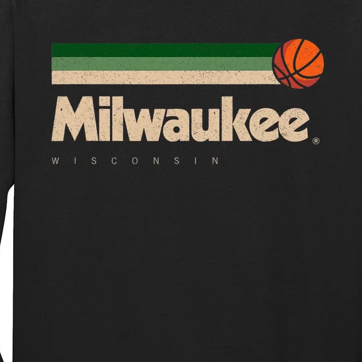 Milwaukee Basketball B Ball City Wisconsin Retro Milwaukee Tall Long Sleeve T-Shirt