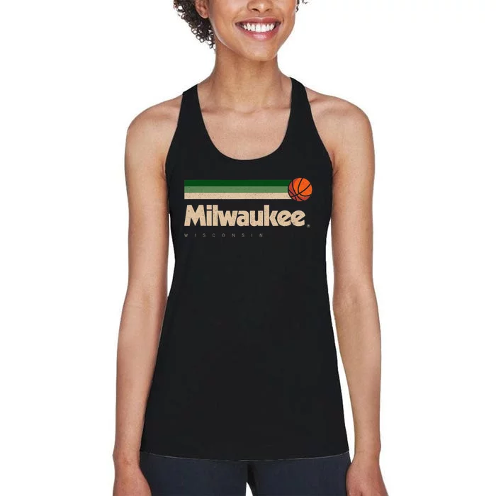 Milwaukee Basketball B Ball City Wisconsin Retro Milwaukee Women's Racerback Tank