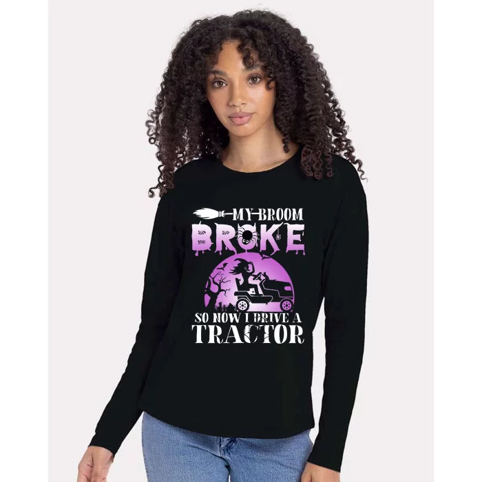 My Broom Broke So Now I Drive A Je.ep Funny Witch Halloween Womens Cotton Relaxed Long Sleeve T-Shirt