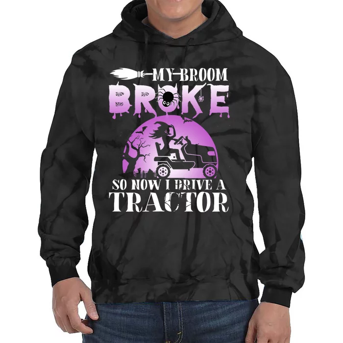 My Broom Broke So Now I Drive A Je.ep Funny Witch Halloween Tie Dye Hoodie