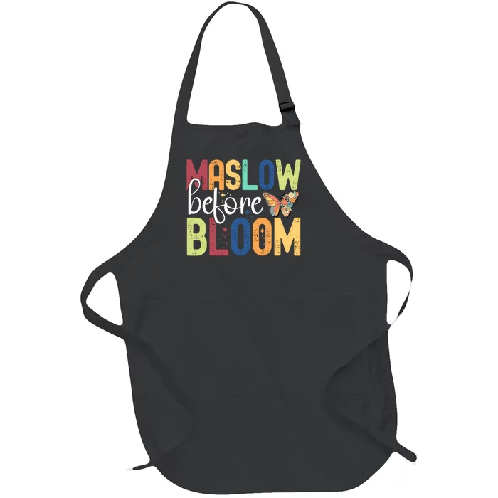 Maslow Before Bloom SPED Teacher School Psychologist Psych Full-Length Apron With Pocket