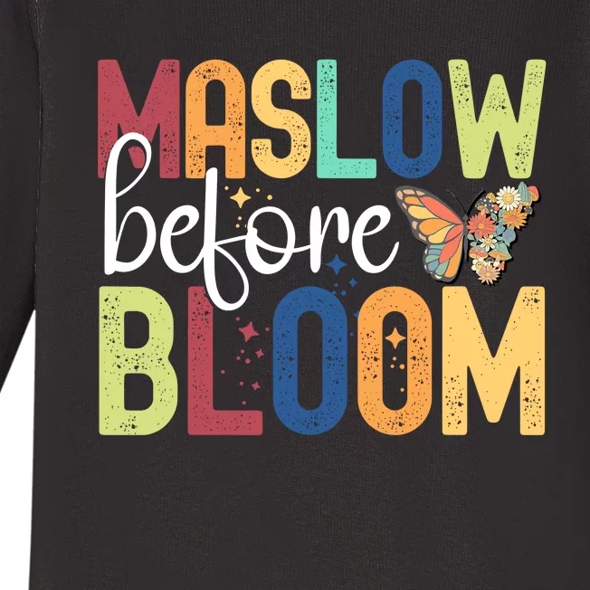 Maslow Before Bloom SPED Teacher School Psychologist Psych Baby Long Sleeve Bodysuit