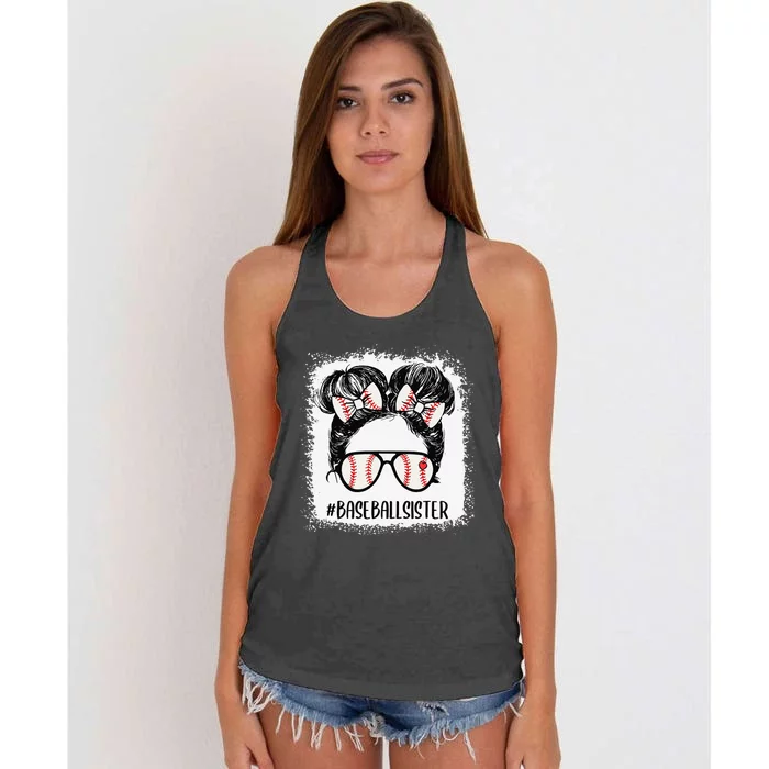 Messy Bun Baseball Sister Bleached  Mother's Day Women's Knotted Racerback Tank