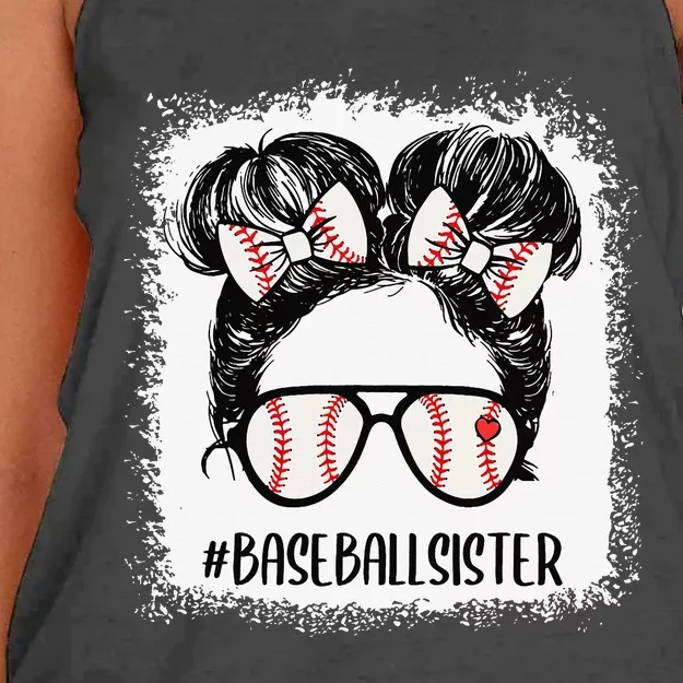 Messy Bun Baseball Sister Bleached  Mother's Day Women's Knotted Racerback Tank