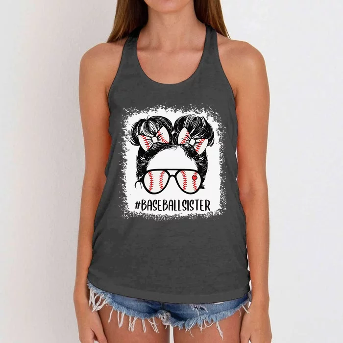 Messy Bun Baseball Sister Bleached  Mother's Day Women's Knotted Racerback Tank