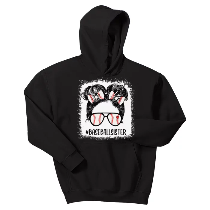 Messy Bun Baseball Sister Bleached  Mother's Day Kids Hoodie