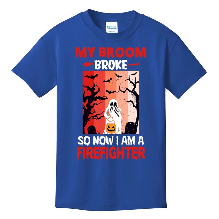 My Broom Broke So Now Im A Firefighter Funny Halloween Funny Gift Kids T-Shirt