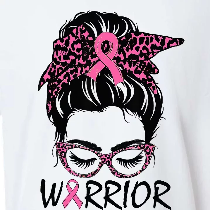 Messy Bun Breast Cancer Wear Warrior Sueded Cloud Jersey T-Shirt