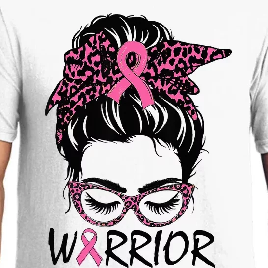 Messy Bun Breast Cancer Wear Warrior Pajama Set