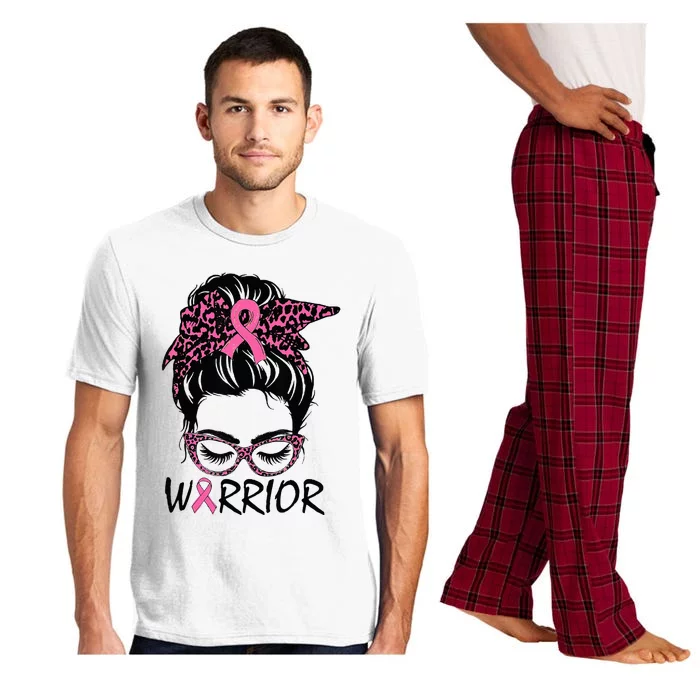 Messy Bun Breast Cancer Wear Warrior Pajama Set