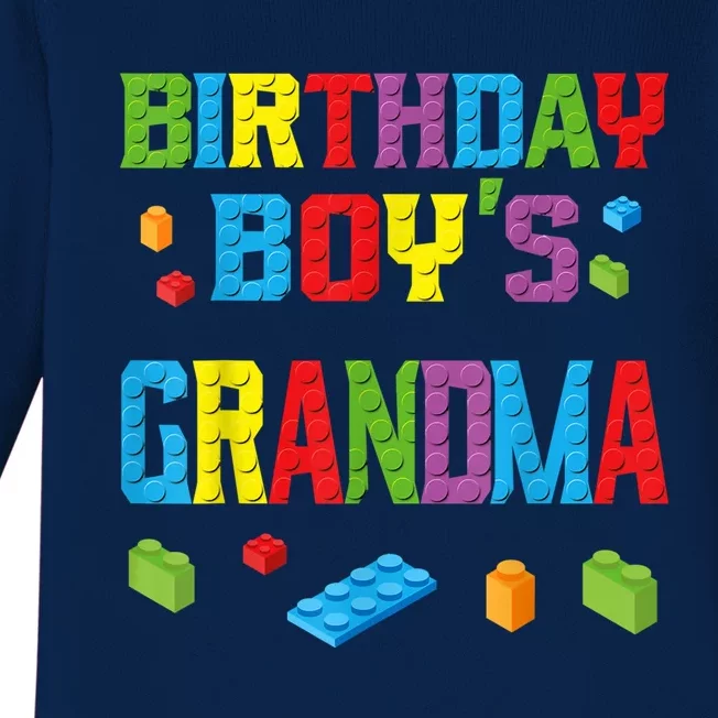 Master Builder Birthday Boy's Grandma Building Bricks Blocks Baby Long Sleeve Bodysuit