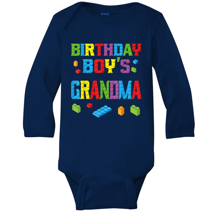 Master Builder Birthday Boy's Grandma Building Bricks Blocks Baby Long Sleeve Bodysuit