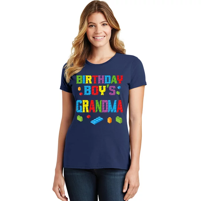 Master Builder Birthday Boy's Grandma Building Bricks Blocks Women's T-Shirt