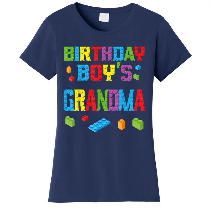 Master Builder Birthday Boy's Grandma Building Bricks Blocks Women's T-Shirt