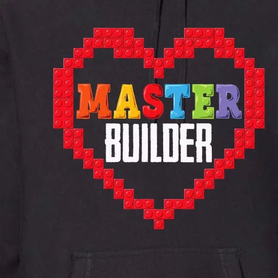 Master Builder Block Brick Building Heart Valentines Day Premium Hoodie