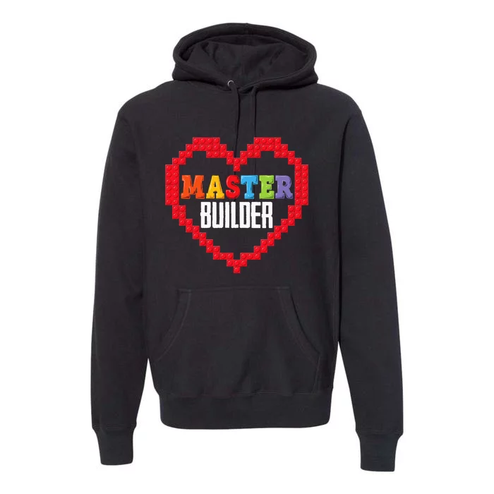 Master Builder Block Brick Building Heart Valentines Day Premium Hoodie