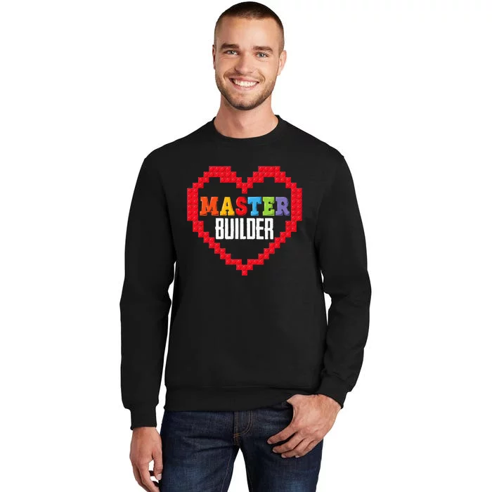 Master Builder Block Brick Building Heart Valentines Day Tall Sweatshirt