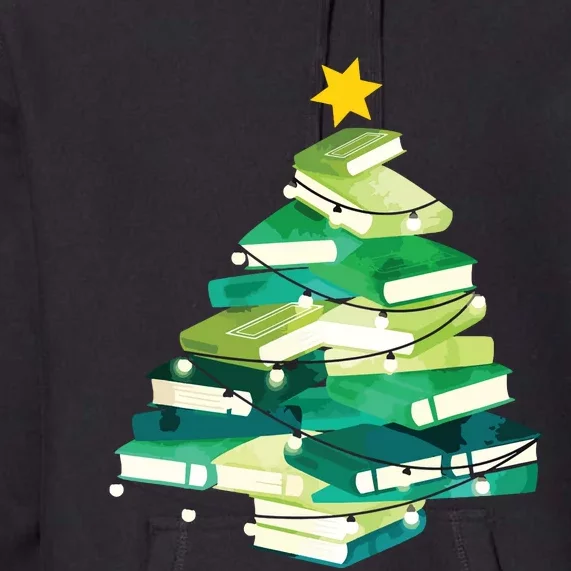 Merry Bookmas Books Pine Tree Funny Reading Lover Christmas Premium Hoodie