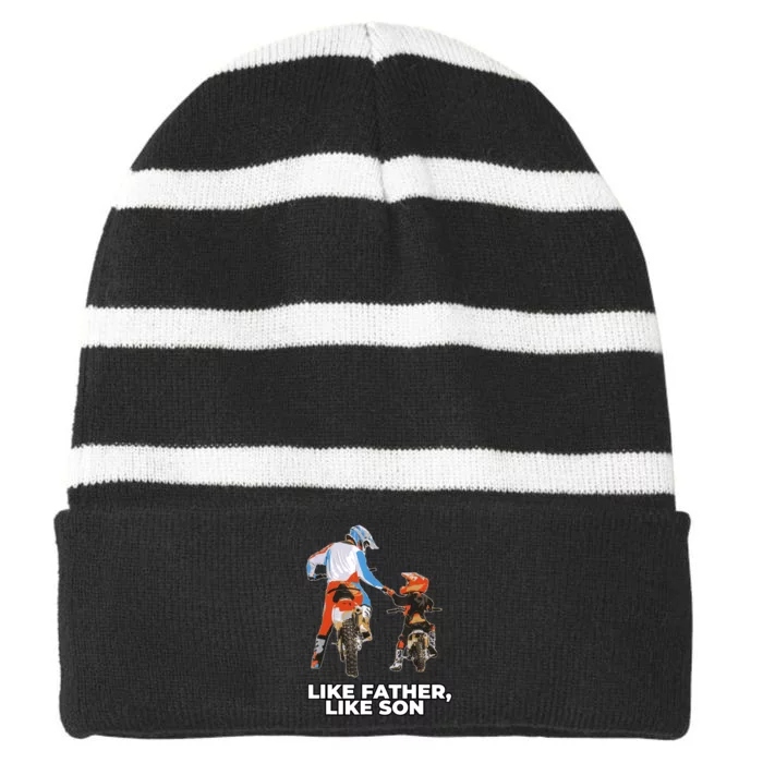 Moto Boss Braaap Dirt Bike Motocross OffRoading Striped Beanie with Solid Band