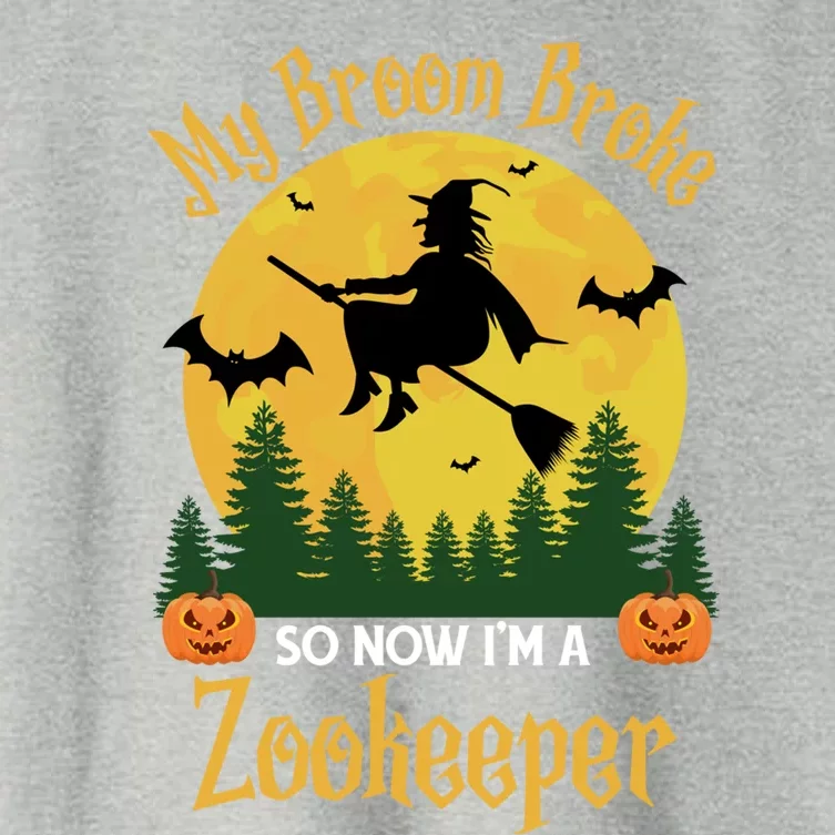 My Broom Broke So Now I Am A Zookeeper Gift Funny Halloween Gift Women's Crop Top Tee